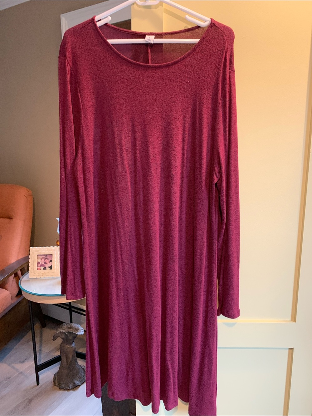 Old Navy Women's Long Sleeve Burgundy Knit Swing Dress